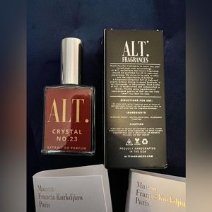 3 samples of Baccarat Rouge 540 + one 1 oz bottle of ALT Crystal 23